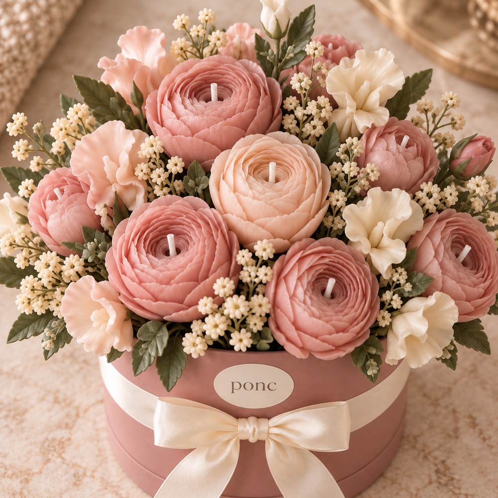 Pudra Ranunculus Buketi Ponc · Yakın detay