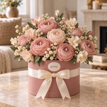 Pudra Ranunculus Buketi Ponc · Ranunculus & tatlı bezelye