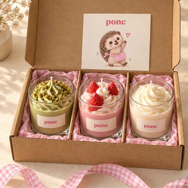 3’lü Ponc Box ponc kavanoz mum