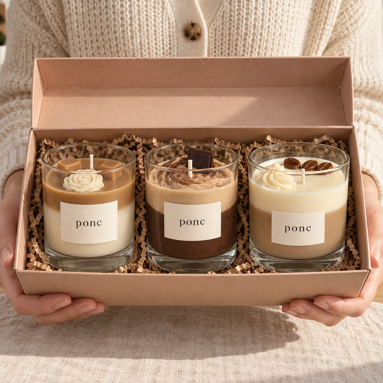 Karamel & Mocha & Latte Üçlüsü · Elde boyut