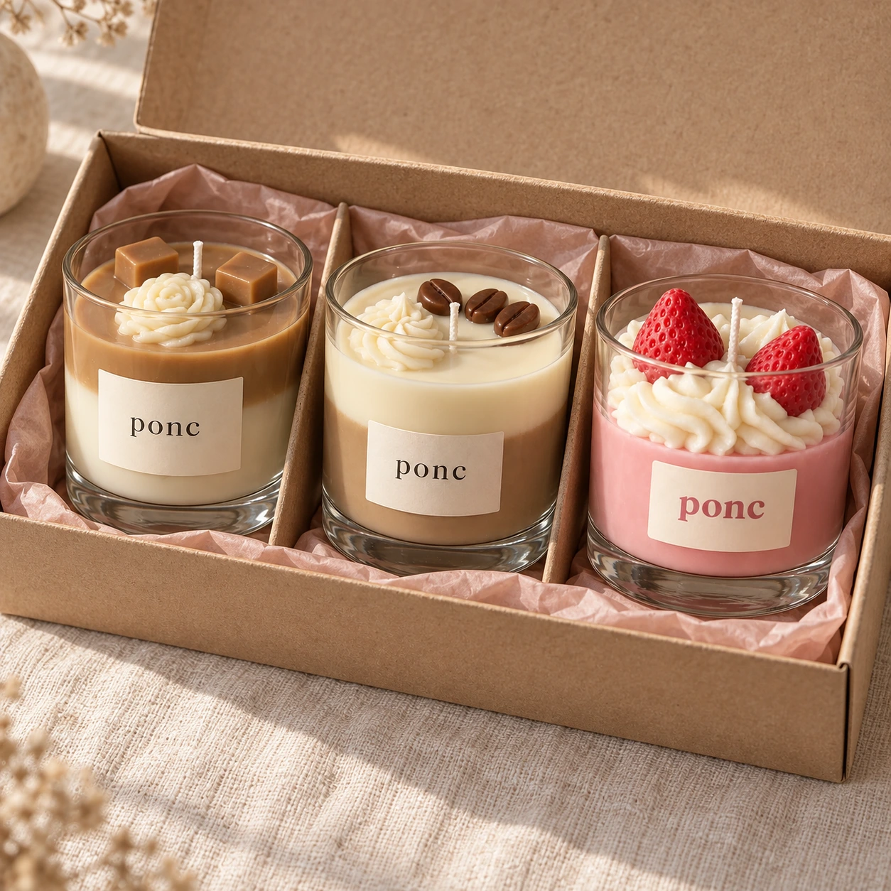Karamel & Latte & Çilek Üçlüsü · Kutu görünümü