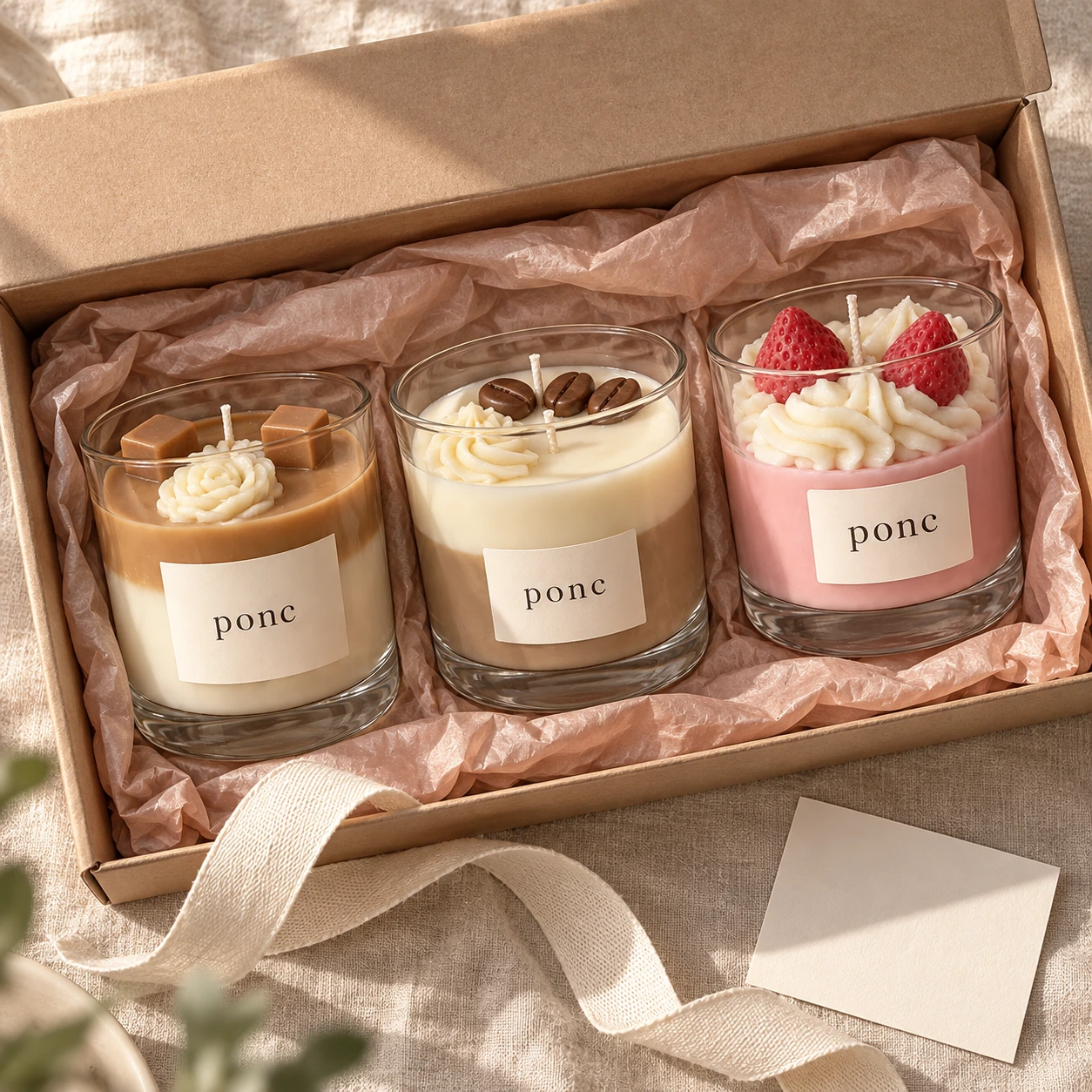 Karamel & Latte & Çilek Üçlüsü · Üstten görünüm