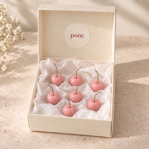 Pembe Kiraz Pasta Mumu Ponc · 7’li pembe kiraz mum seti